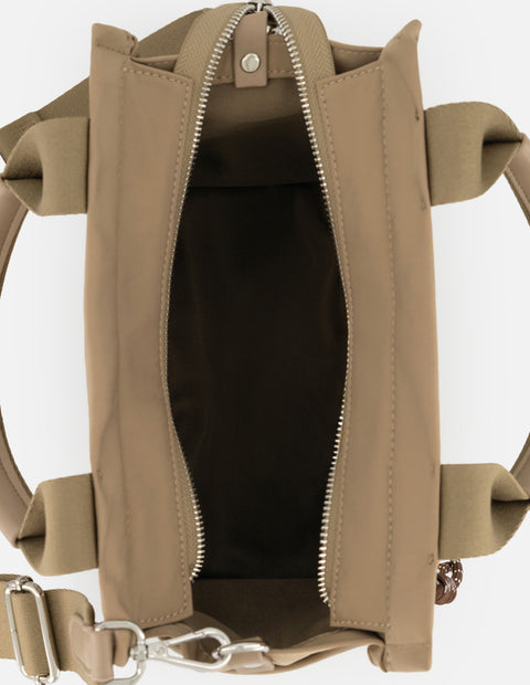 Tote verde nylon para mujer con adorno lateral