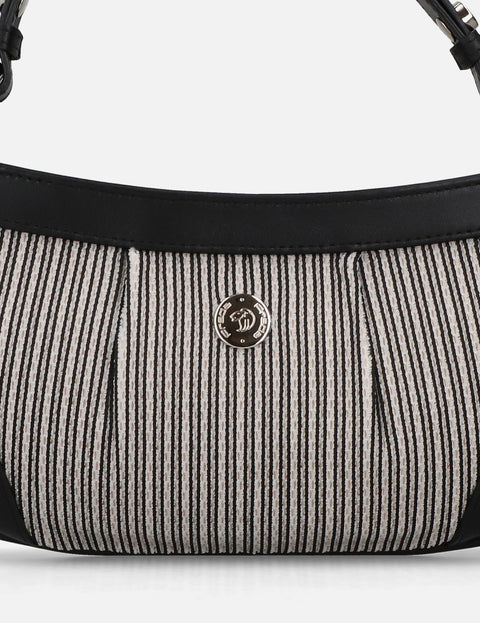 Minibolso en textil bicolor de rayas