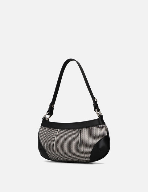 Minibolso en textil bicolor de rayas