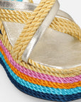 Sandalia en piel forrada de torzal multicolor