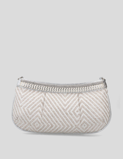 Bolso bandolera en textil con estampado tribal color blanco