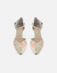 Zapatilla en piel con diseño tipo acuarela para mujer