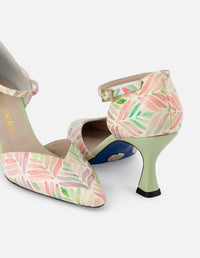 Zapatilla en piel con diseño tipo acuarela para mujer