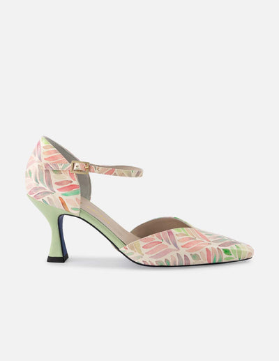 Zapatilla en piel con diseño tipo acuarela para mujer