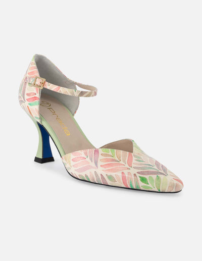 Zapatilla en piel con diseño tipo acuarela para mujer