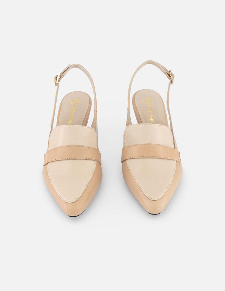 Zapatilla color beige en piel napa de mujer