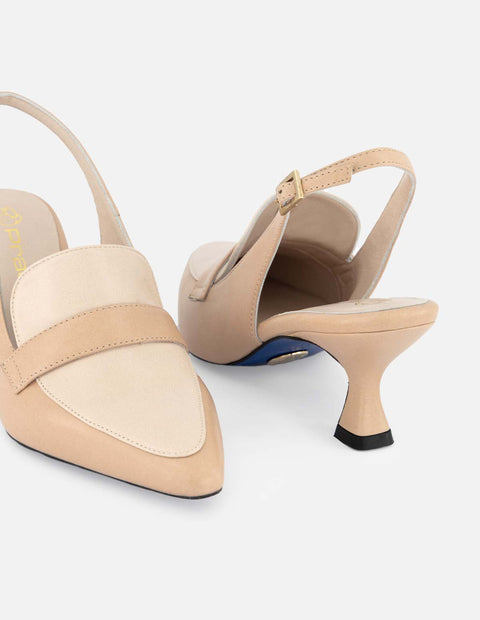 Zapatilla color beige en piel napa de mujer