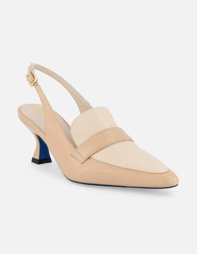 Zapatilla color beige en piel napa de mujer