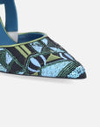 Zapatilla destalonada con textil  multicolor bordado lentejuela  para mujer