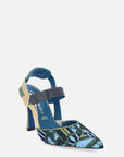 Zapatilla destalonada con textil  multicolor bordado lentejuela  para mujer