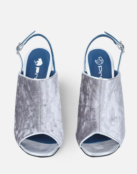 Botín con abertura en textil oro con tacón de joya para mujer