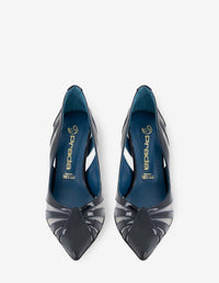 Zapatilla de tacón alto en piel de charol color negro para mujer