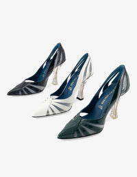 Zapatilla de tacón alto en piel de charol color rojo para mujer