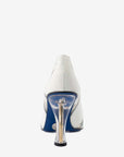 Zapatilla de tacón alto en piel de charol color blanco para mujer