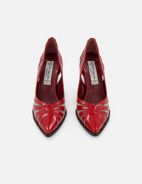 Zapatilla de tacón alto en piel de charol color rojo para mujer