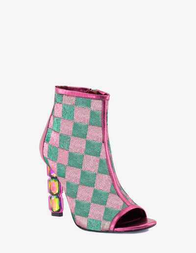 Botín en textil multicolor con tacón tipo joyas para mujer