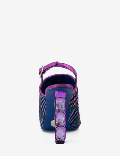 Zapatilla en textil multicolor con tacón tipo joyas para mujer