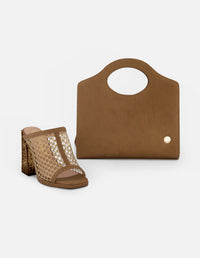 Mulle de rejilla en color cuero con tacón escultural para mujer