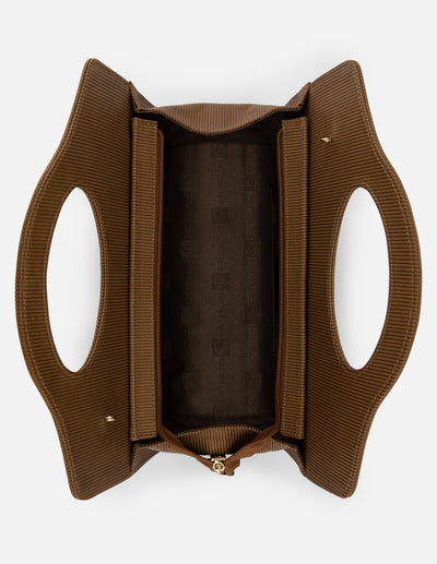 Bolso de mano en piel color cuero para mujer