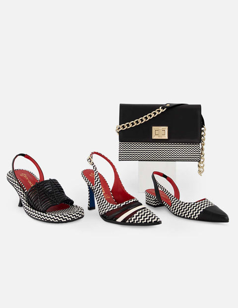 Destalonado con estampado chevron en blanco y negro para mujer