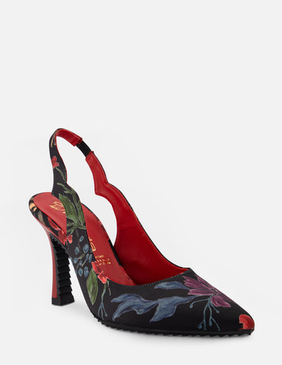 Destalonado de textil floral en color negro para mujer