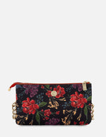 Bolso bandolera con estampados florales en blanco y negro para mujer