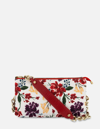 Bolso bandolera con estampados florales en blanco y negro para mujer