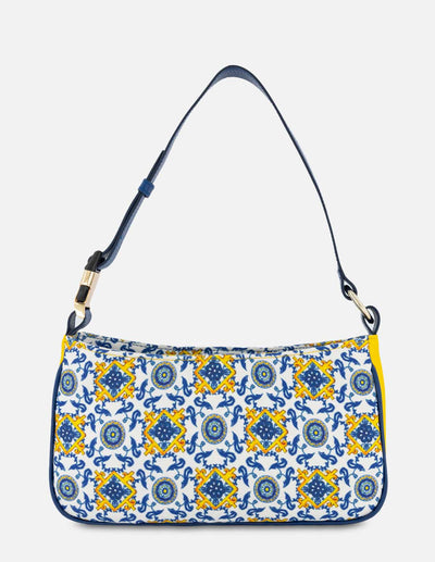 Bolso de hombro en textil con inspiración sartorial y piel multicolor para mujer