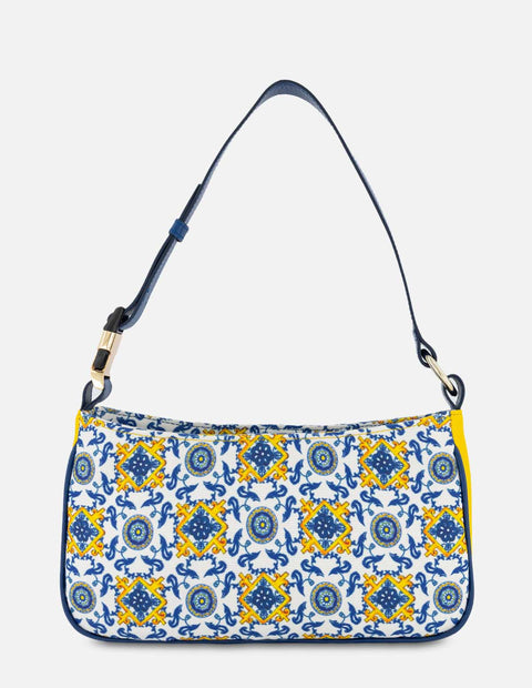 Bolso de hombro en textil con inspiración sartorial y piel multicolor para mujer