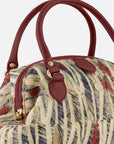 Bolso bowling de piel con pelo multicolor para mujer.