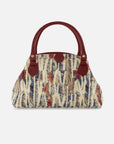 Bolso bowling de piel con pelo multicolor para mujer.