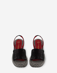 Sandalia con estampado chevron color blanco y negro para mujer