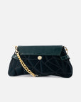 Bolso clutch de textil nylon color verde para mujer con detalles en charol