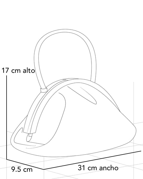 Bolso bowling color oro ante para mujer con líneas verticales