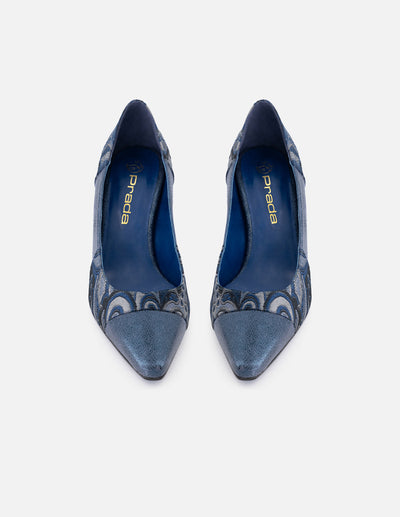Zapatilla textil color azul estampado goblino para mujer
