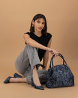 Bolso bowling de textil estampado goblino para mujer color azul