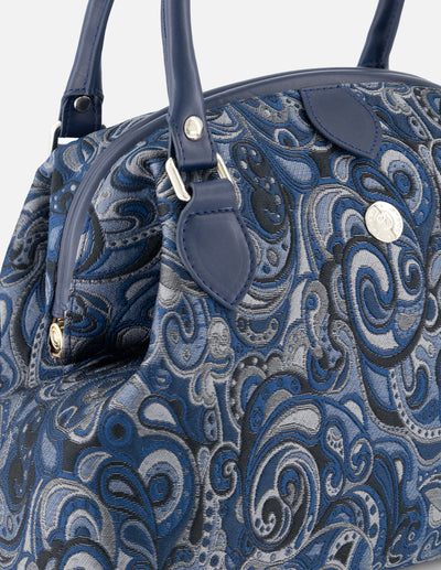 Bolso bowling de textil estampado goblino para mujer color azul