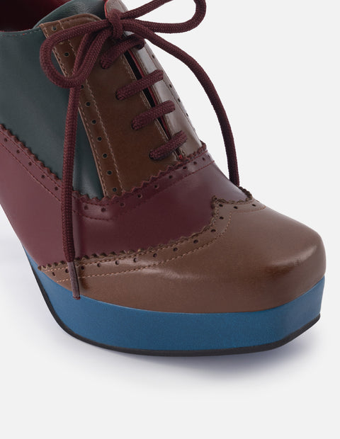 Zapato Oxford de piel napa con bloque de colores para mujer