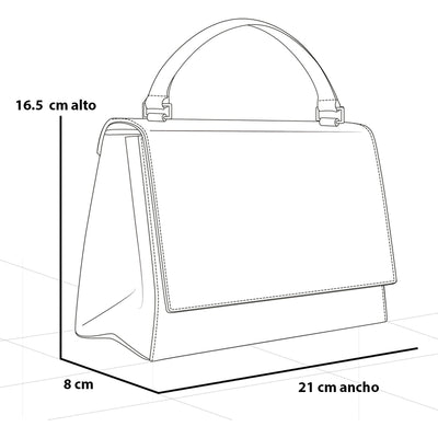 Satchel de piel  para mujer color dorado y acabados metalizados
