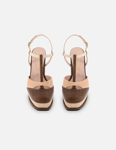 Zapatilla de piel para mujer multicolor con grabado tipo canasta