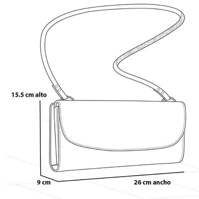 Bandolera de piel para mujer multicolor con grabado tipo canasta