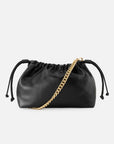 Bolso bucket de piel para mujer color negro con cadena y correa desmontables