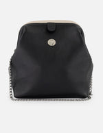 Bolso bowling bicolor piel de mujer cadena color plateado
