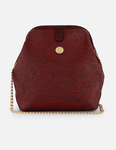 Bolso bowling rojo piel para mujer grabada tipo mantarraya