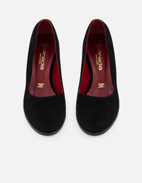 Zapatilla negra ante de mujer con tacón fantasía