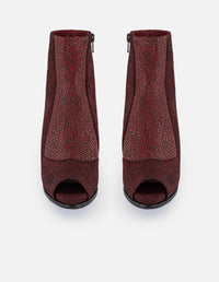 Botines rojos de piel para mujer grabado tipo mantarraya