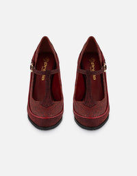 Mercedes rojo piel para mujer grabado tipo mantarraya