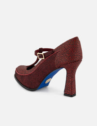 Mercedes rojo piel para mujer grabado tipo mantarraya