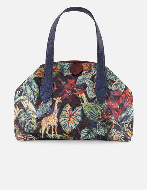 Bolso bowling multicolor textil de mujer flores y rayas