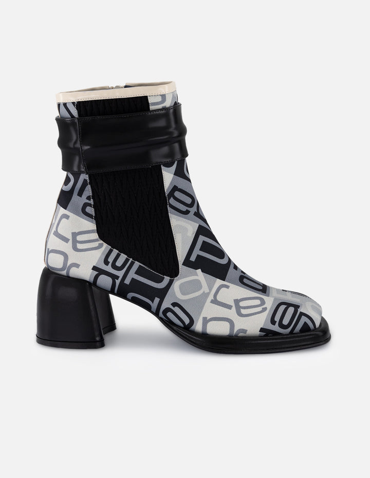 Botines gris textil de mujer combinación de materiales